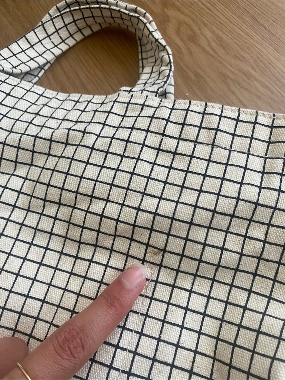 BAGGU Natural Grid Horizontal Zip Duck Bag Preppy Plaid Travel Laptop Tote